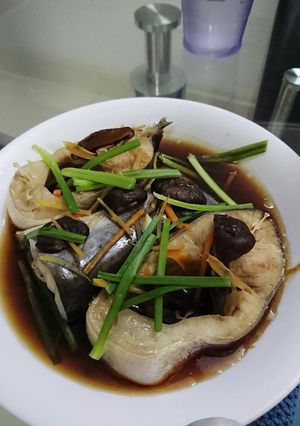 Hình của món Cá basa hấp nước tương.