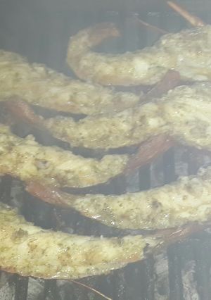 A picture of Crayfish or Lobster on the Braai / BBQ.