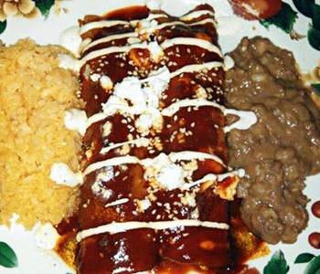 Easy Fast Cooking Mole Poblano Shrimp Enchiladas Savory Delicious