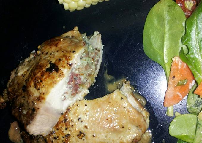 Recipe of Ultimate Bacon Chive Blue Cheese stuffed Pork Chops