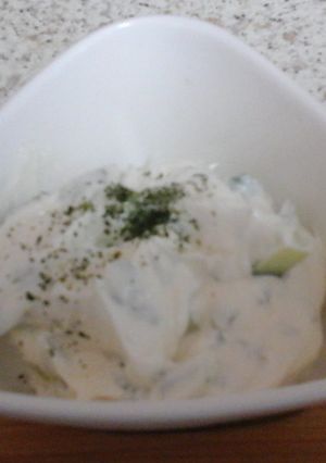 A picture of My Minty Cucumber Cooling Dip 😉.