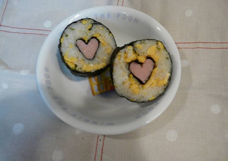 Recipe of Speedy Pink Heart Sushi Rolls for Charaben