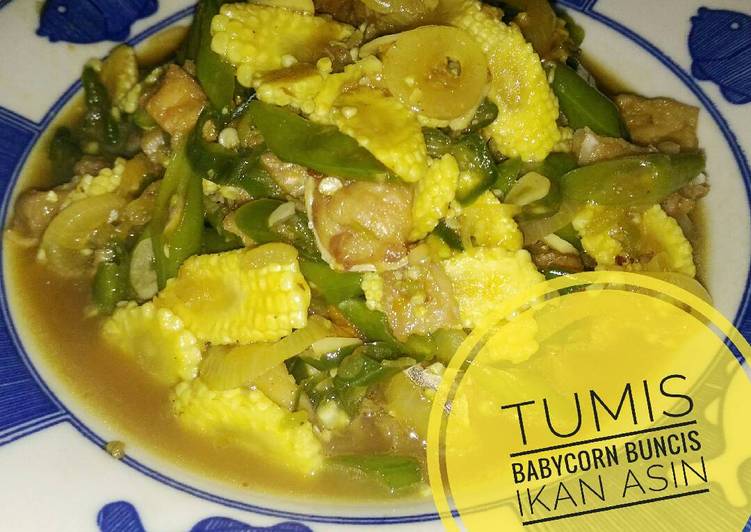 Resep Tumis BabyCorn with Buncis n Ikan Asin yang Lezat Sekali