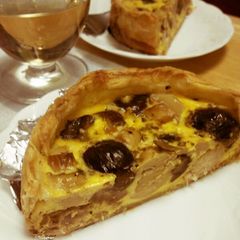 A picture of Chestnut, Chicken, and Mushroom Quiche.