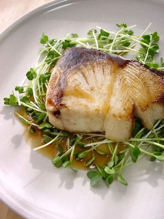 A picture of Pan-Fried Amberjack with Shiso Butter Sauce.