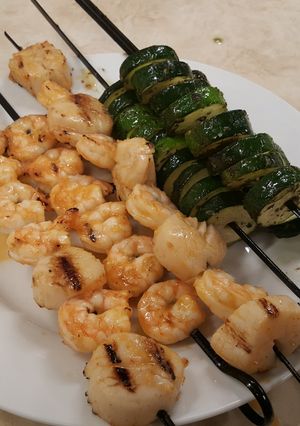 A picture of Spicy Honey Lime Shrimp Kabobs.