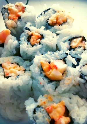 A picture of Simple Sushi rolls w/ spicy crab.