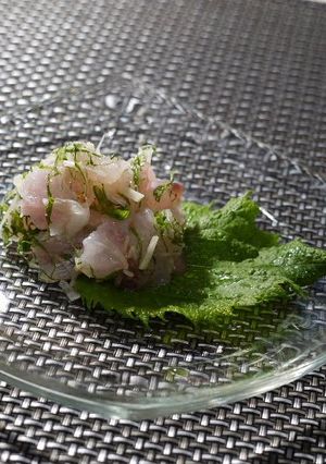 A picture of Yellow Striped Butterfish Tataki.