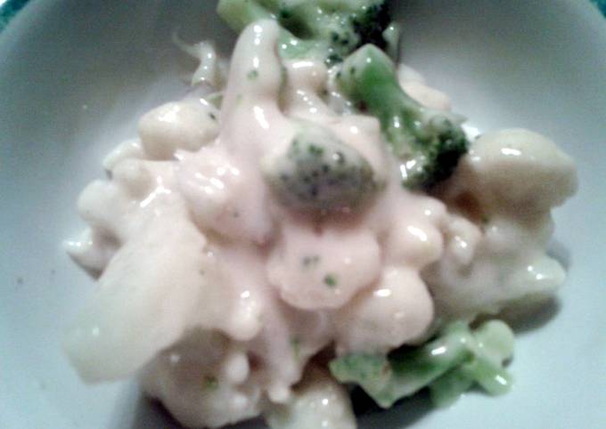cheesy cauliflower and broccoli
