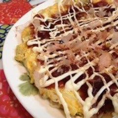 A picture of Fluffy Okonomiyaki with just Cabbage and Eggs!.