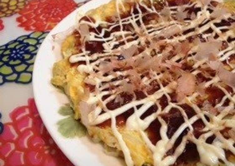 Recipe of Super Quick Homemade Fluffy Okonomiyaki with just Cabbage and Eggs!