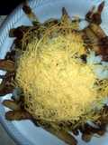 Lentil chili cheese fries