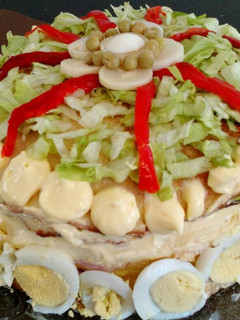Una foto de Torre de panqueques salada