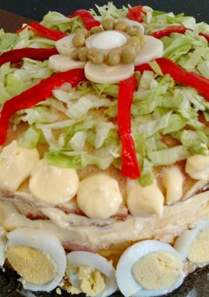 Una foto de Torre de panqueques salada