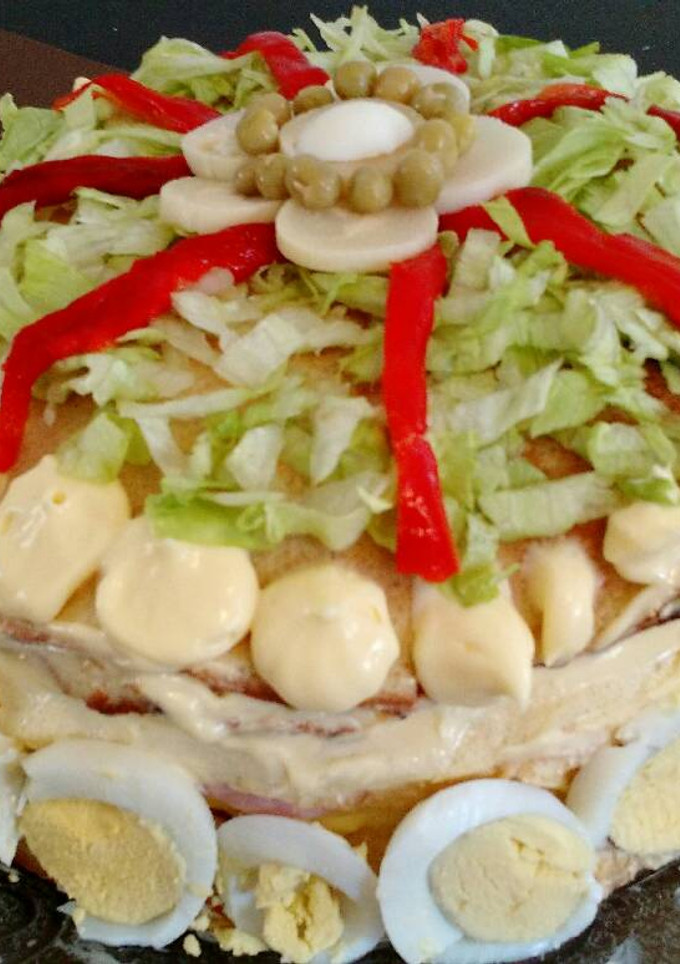 Una foto de Torre de panqueques salada