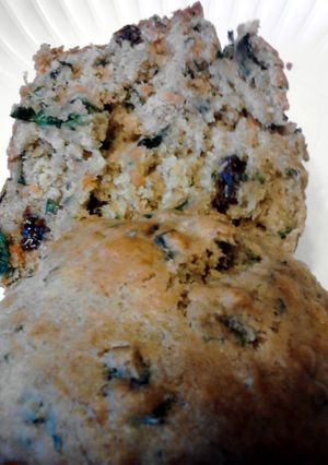 A picture of Spiced Banana Carrot & Kale Muffins .. healthy, egg free.