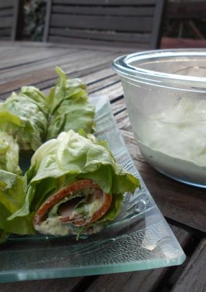 Une photo de Wraps de salade au jambon#healthy