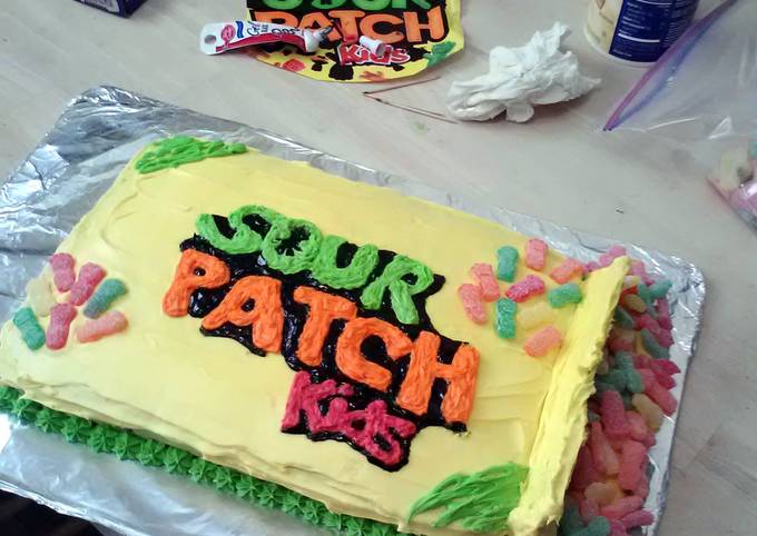 Sour Patch candy "box" cake