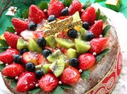 A picture of strawberry and blueberry dessert