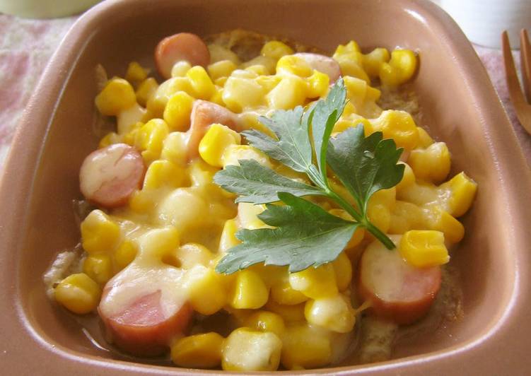 Recipe of Speedy [For Breakfast] Wiener Sausages, Corn and Cheese Bake