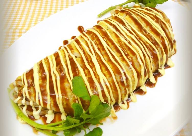 Easiest Way to Make Favorite Melty Cheese, Pork and Bean Sprout Tonbeiyaki-style Omelette