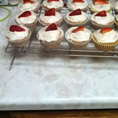 A picture of strawberry cupcakes.
