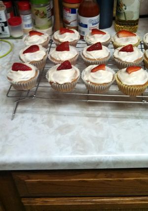 A picture of strawberry cupcakes.