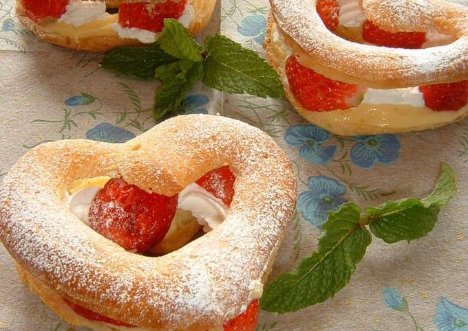 Strawberry Heart Creme Puffs