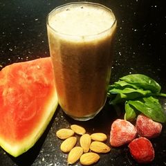 A picture of The Nutty Strawberry Professor Smoothie.