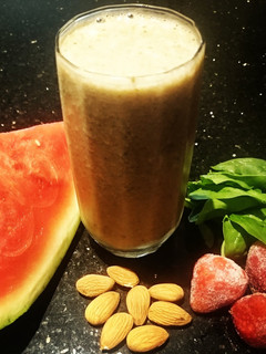 A picture of The Nutty Strawberry Professor Smoothie.