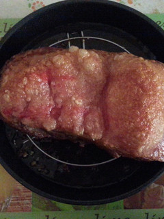A picture of Roasted Pork Belly. Crispy on the skin..