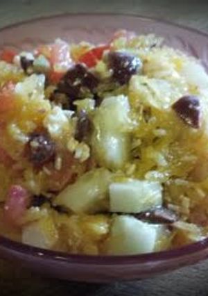 A picture of Greek Spaghetti Squash Salad.