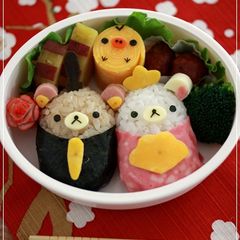 A picture of Hinamatsuri Charaben Rilakkuma Hina Dolls.