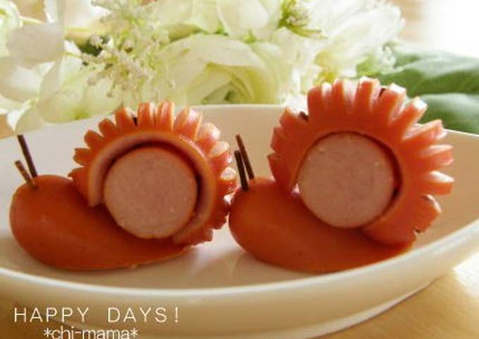 Wiener Sausage Snails For Lunchboxes