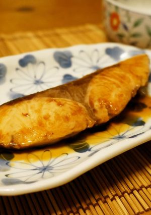 A picture of Amberjack Teriyaki in a Frying Pan.