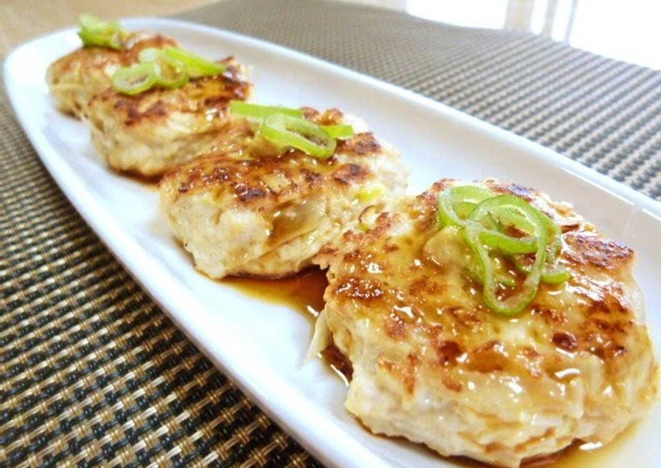 Chicken and Burdock Root Tsukune Patties with Mustard and Ponzu