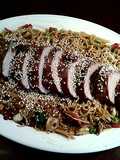 Asian Roasted Pork Tenderloin on Soba Noodles