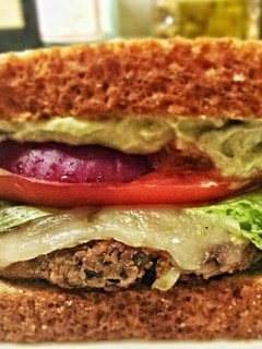 A picture of Black Bean & Avocado Burgers.