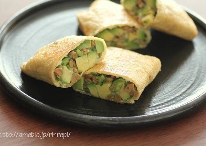 Crispy Fried Avocado and Natto Wraps