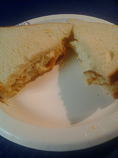 A picture of Leftover fish and coleslaw sandwiches.