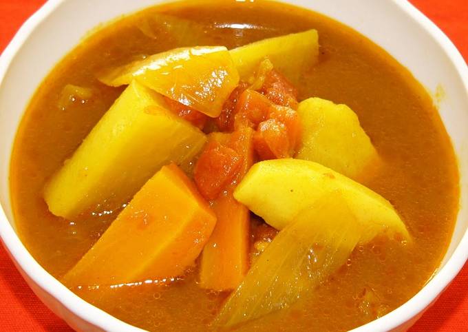 How to Prepare Homemade Simple, Healthy and Additive-Free Vegetable Soup Curry