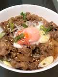 Gyudon (beef bowl) with onsen tamago