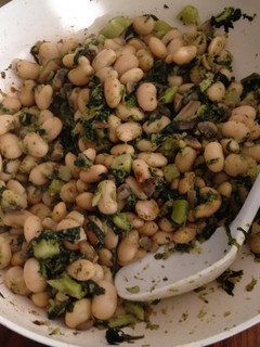 A picture of White Beans With Spinach And Mushrooms.
