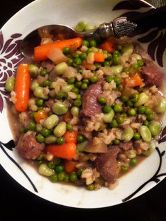A picture of Lamb With Spring Vegetables.