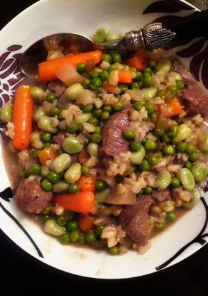 A picture of Lamb With Spring Vegetables.