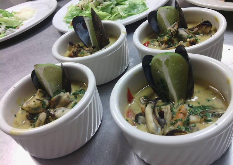 Homemade Mussels in Thai Coconut Broth