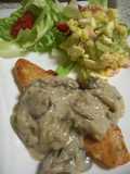 Pan Fried Salmon with Creamy Maitake Mushroom Sauce