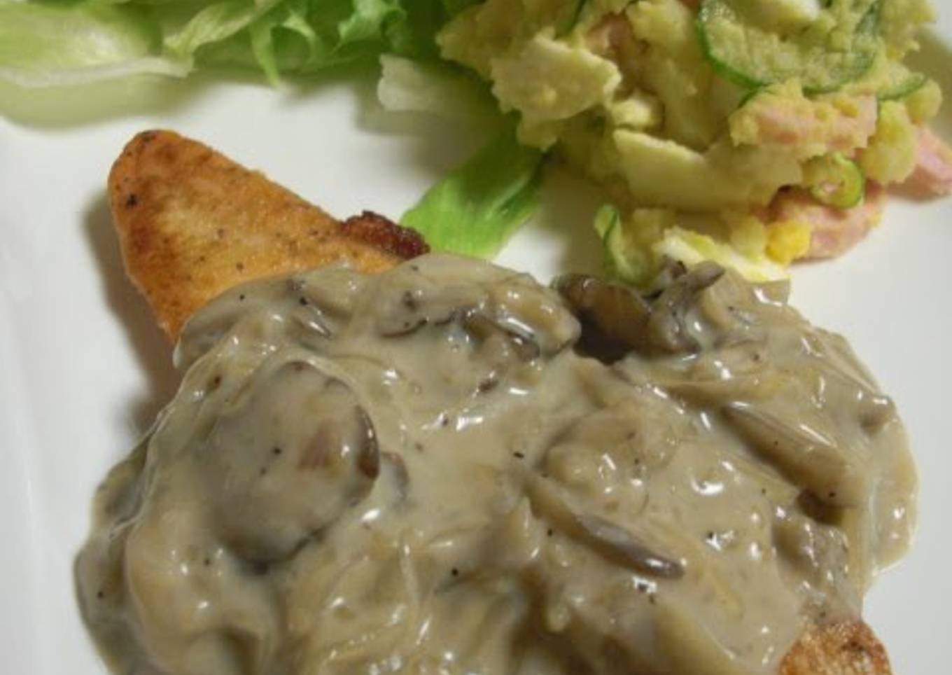 Pan Fried Salmon with Creamy Maitake Mushroom Sauce
