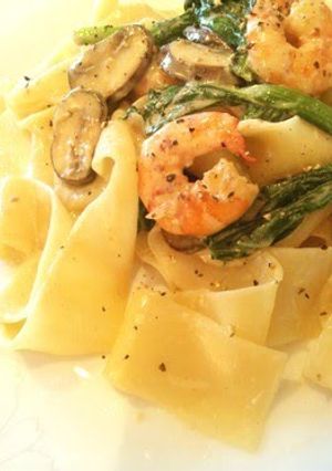 A picture of Shrimp Cream Pasta with Fresh Pasta.