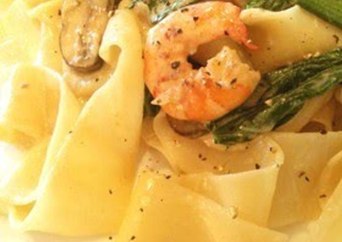 Recipe of Quick Shrimp Cream Pasta with Fresh Pasta